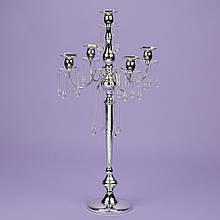 Стильний свічник, канделябр на 5 свічок "Краплі" (66 см, метал). Для декору, для урочистих заходів