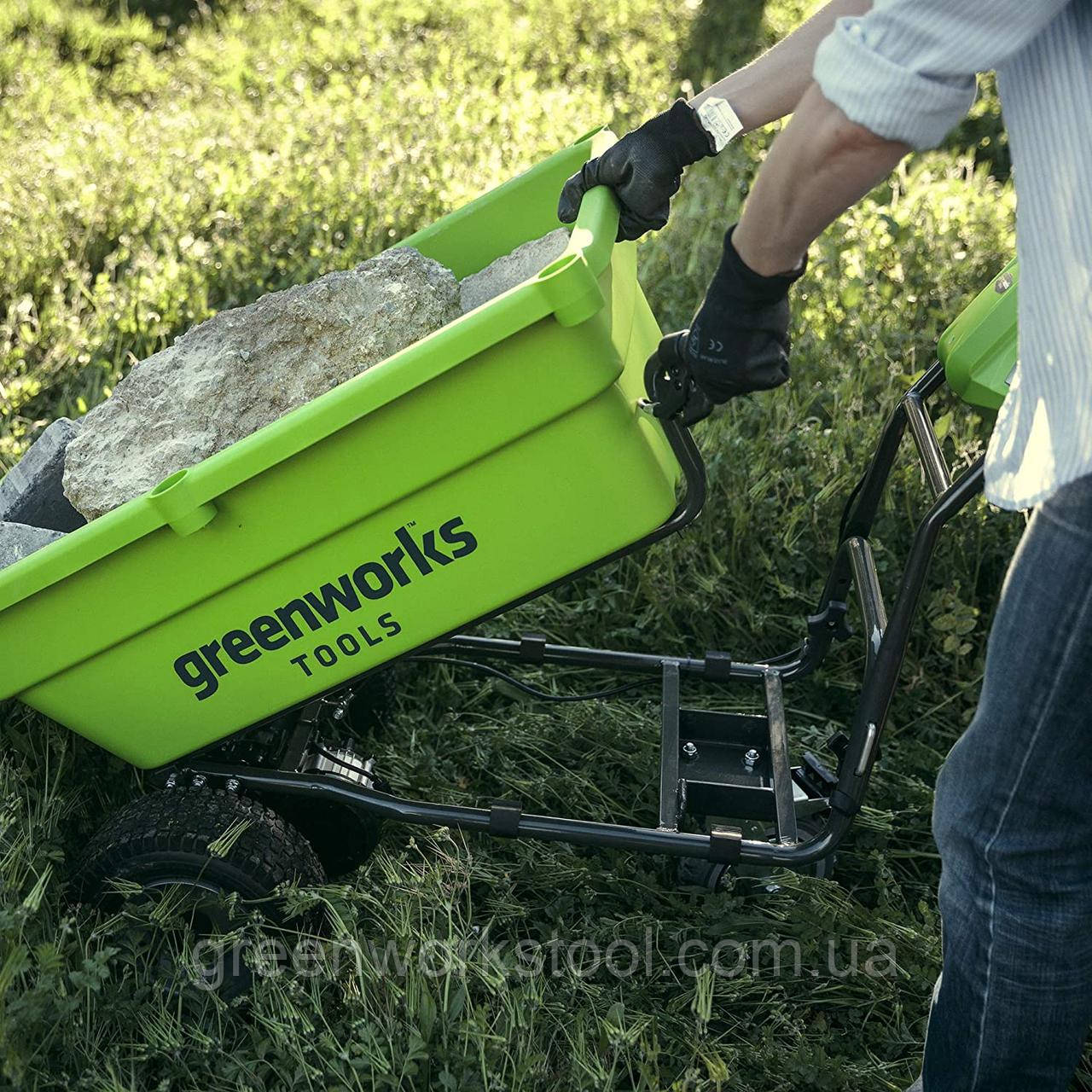 Садовая тележка самоходная аккумуляторная Greenworks G40GCK4 бесщеточная с АКБ 4 Ач и ЗУ - фото 5 - id-p1420983009