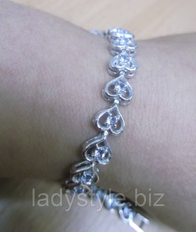 Серебряный браслет "Сердечко" с танзанитами от студии LadyStyle.Biz купить натуральный хромдиопсид серебряные серьги украшения подарок диопсид талисман амулет купить редкие камни