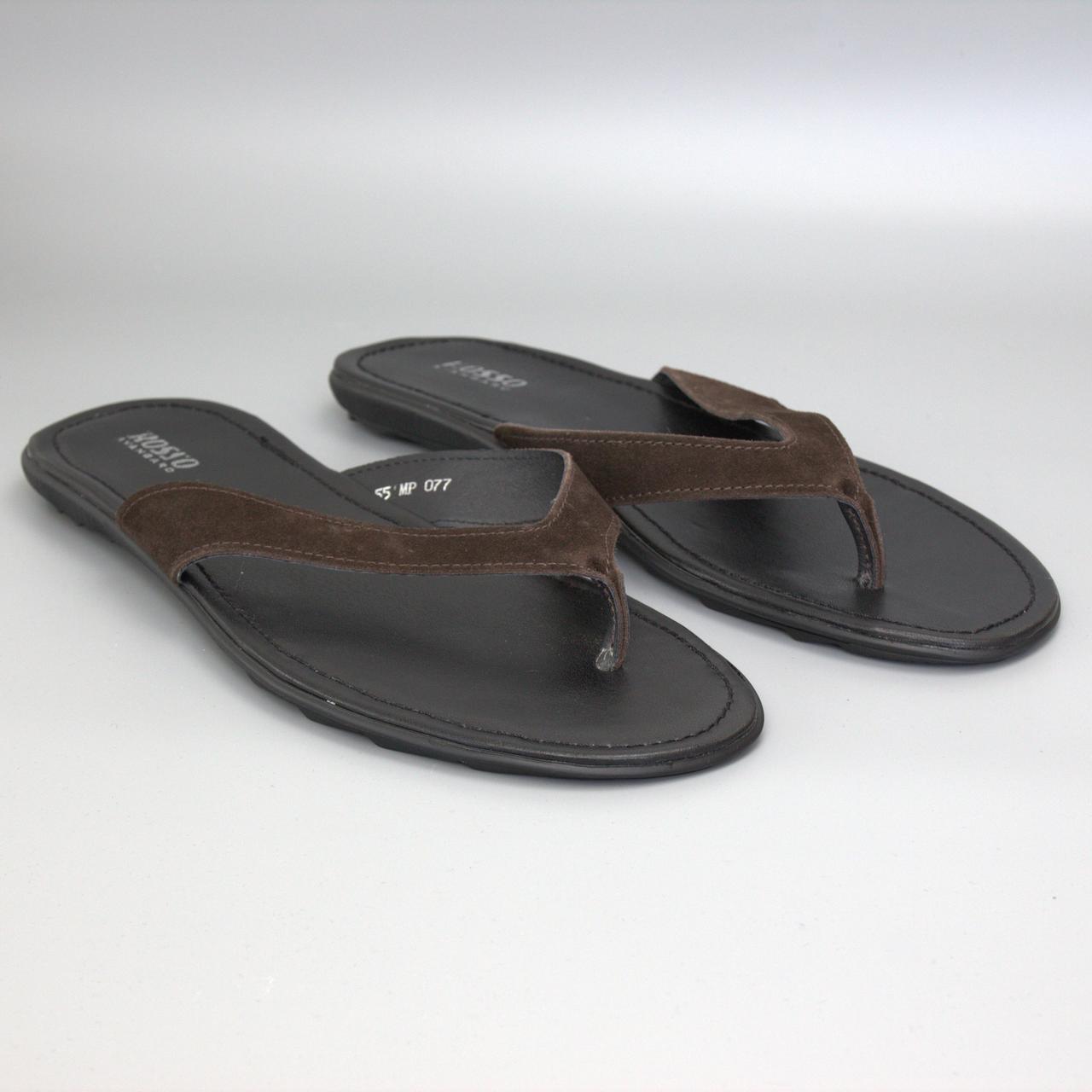 В'єтнамки шльопанці чоловічі великих розмірів коричневі замшеві Rosso Avangard Flip Flops Brown Vel BS, фото 1