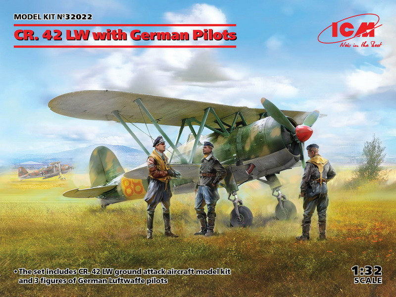 Пластикова модель 1/32 ICM 32022 італійський винищувач CR. 42 LW варіант люфтвафе з німецькими пілотами