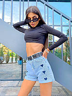 Шорти джинсові прикрашені нашивкою серця