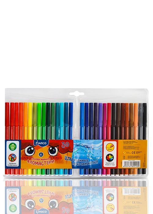 Фломастери Marco Super Washable 30 кольорів на водній основі 1690-30