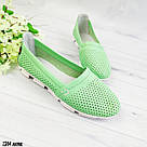 Жіночі літні шкіряні мокасини салатового кольору, фото 4