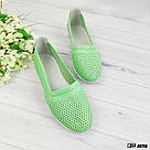 Жіночі літні шкіряні мокасини салатового кольору, фото 5