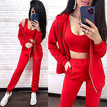 Стильний костюм-трійка штани з високою талією й укорочений топ і кофта, фото 3