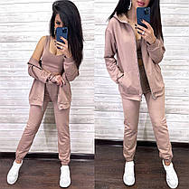 Стильний костюм-трійка штани з високою талією й укорочений топ і кофта, фото 5