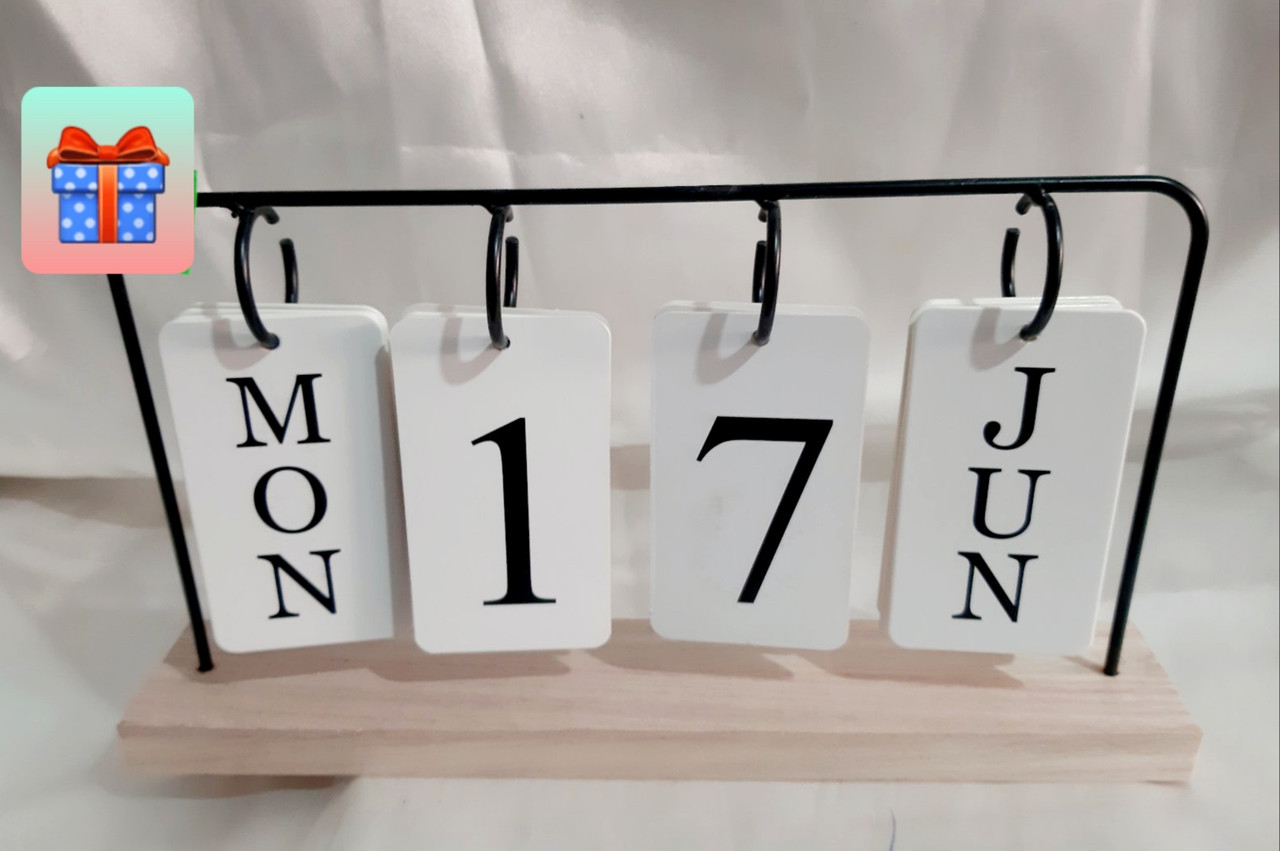 💜Настольный Вечный Флип-календарь Металл и Дерево Черный — Купить ...