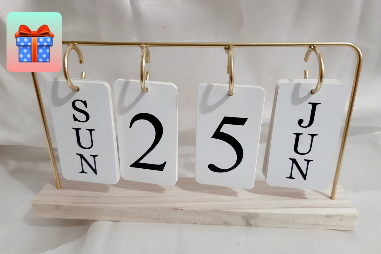 💜Настольный Вечный Флип-календарь Металл и Дерево Золото — Купить ...