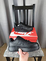 Рефлективные Nike Air Force 1 Shadow Black кроссы женские. Кроссовки черные для девушек Найк Аир Форсе Шедоу