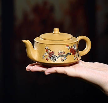 Чайник ручної роботи з ісинської глини Чжоупань Ху (Морський компас) Квіти сливи мейхуа 245 мл)