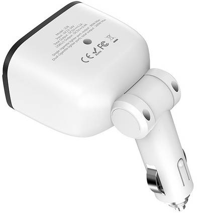 Адаптер автомобільний Hoco Power ocean Z28, 2USB, 3.1 A, білий, фото 3