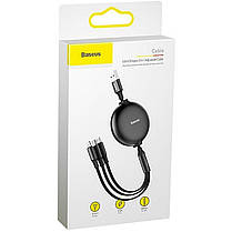 Кабель 3 в 1 Baseus combo Little Octopus CAMLT-ZY01 Micro USB, Lightning, Type-C, чорний, фото 4