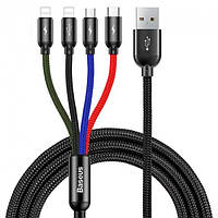 Кабель 4 в 1 Baseus combo Fast CA1T4-A01 Micro USB, 2Lightning, Type-C, 1.2 м, 3.5 A, чорний