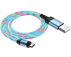Кабель магнітний HOCO U90 Micro USB RGB LED 1M, 2A, блакитний