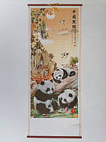 Панно з пандами Китайський живопис Панди Біла соломка 78*32 см