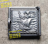 Дверцята чавунна художня для груби, барбекю, печі, мангал 240х260 мм, фото 3