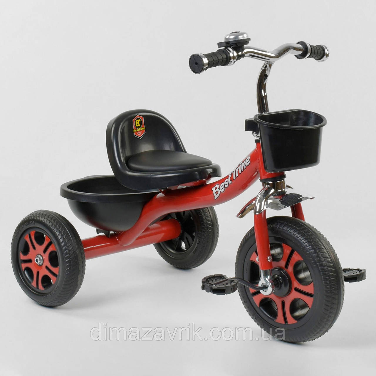 Велосипед 3-колісний LM-3577 Best Trike Червоний, піна колесо, метал рама, дзвіночок, 2 кошики