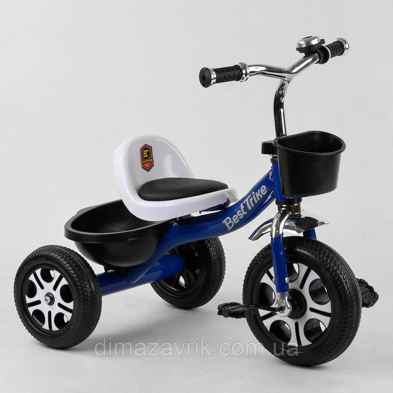 Велосипед 3-колісний LM-6122 Best Trike Синій, піна колесо, метал рама, дзвіночок, 2 кошики