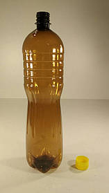 Пластикова пляшка ПЕТ 1,5 л, коричнева з кришкою (100 шт)