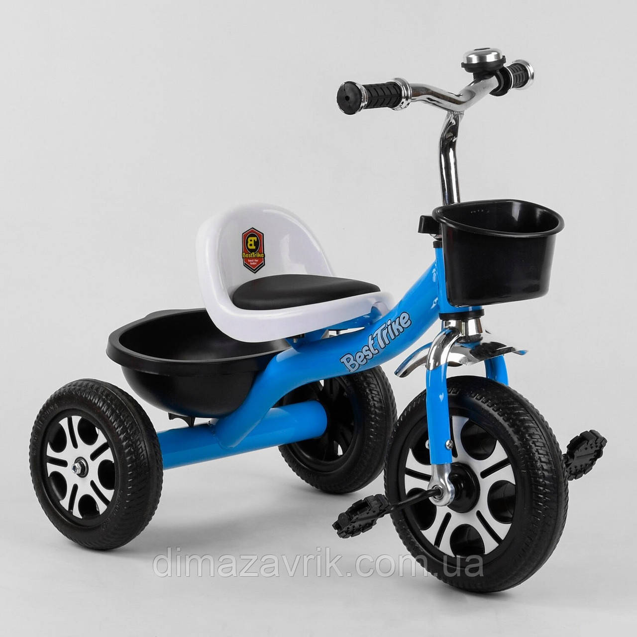 Велосипед 3-колісний LM-4405 Best Trike Блакитний піна колесо, метал рама, дзвіночок, 2 кошики