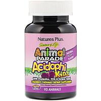 Nature's Plus, Animal Parade, AcidophiKidz, пробиотический комплекс, вишневый вкус, 90 таблеток