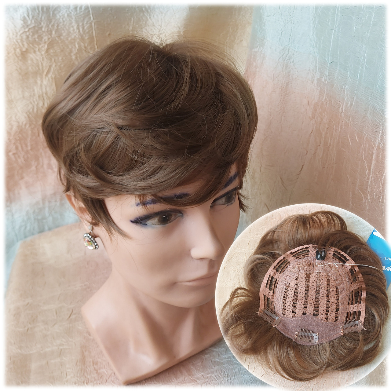 Напівперука накладка на маківку на зажимах русявий 05-07 - 12, фото 1