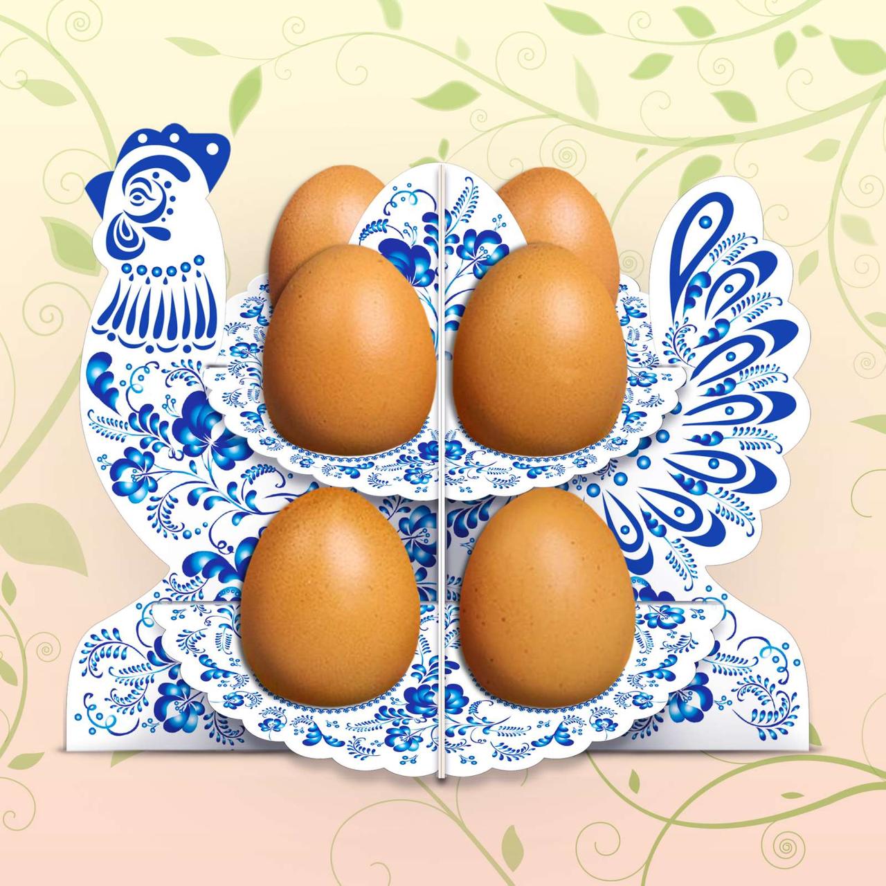 Декоративная Подставка для Яиц №8.1 "Петушок-гжель" (8 Яиц) (1 Шт ...