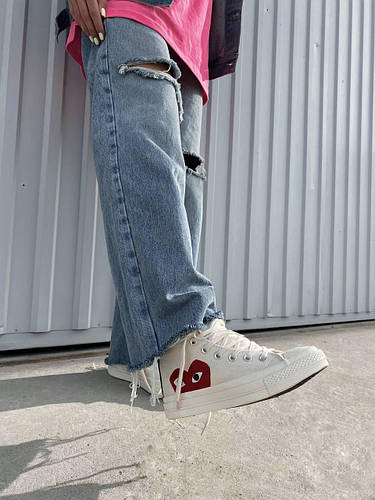 Converse cdg femme beige sale