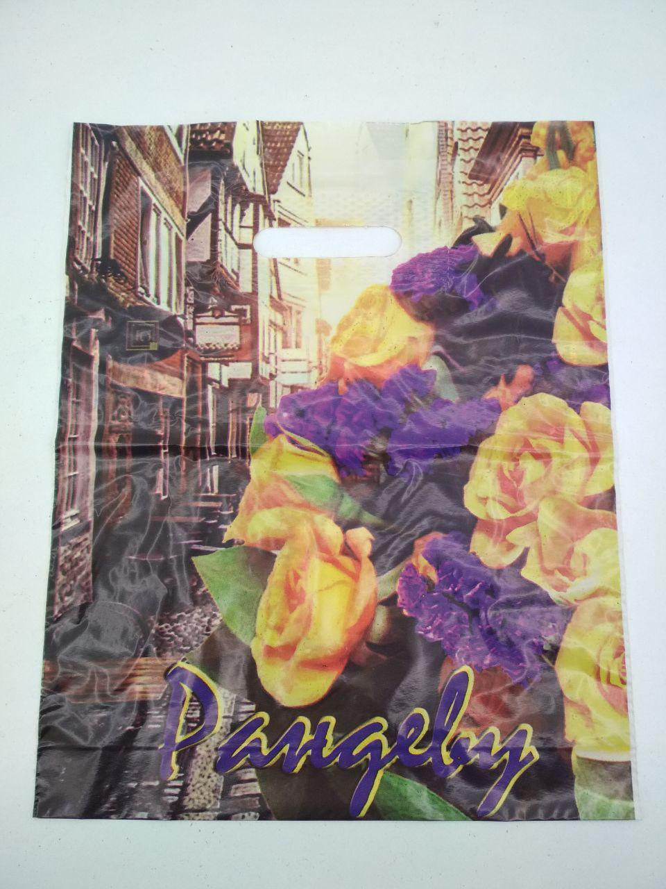 Пакет з прорізною ручкою (30*37+3) Квіти "Рандеву" (50 шт)