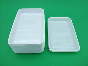 Одноразова тарілка прямокутна пластикова (розмір 155х225мм) (100 шт)