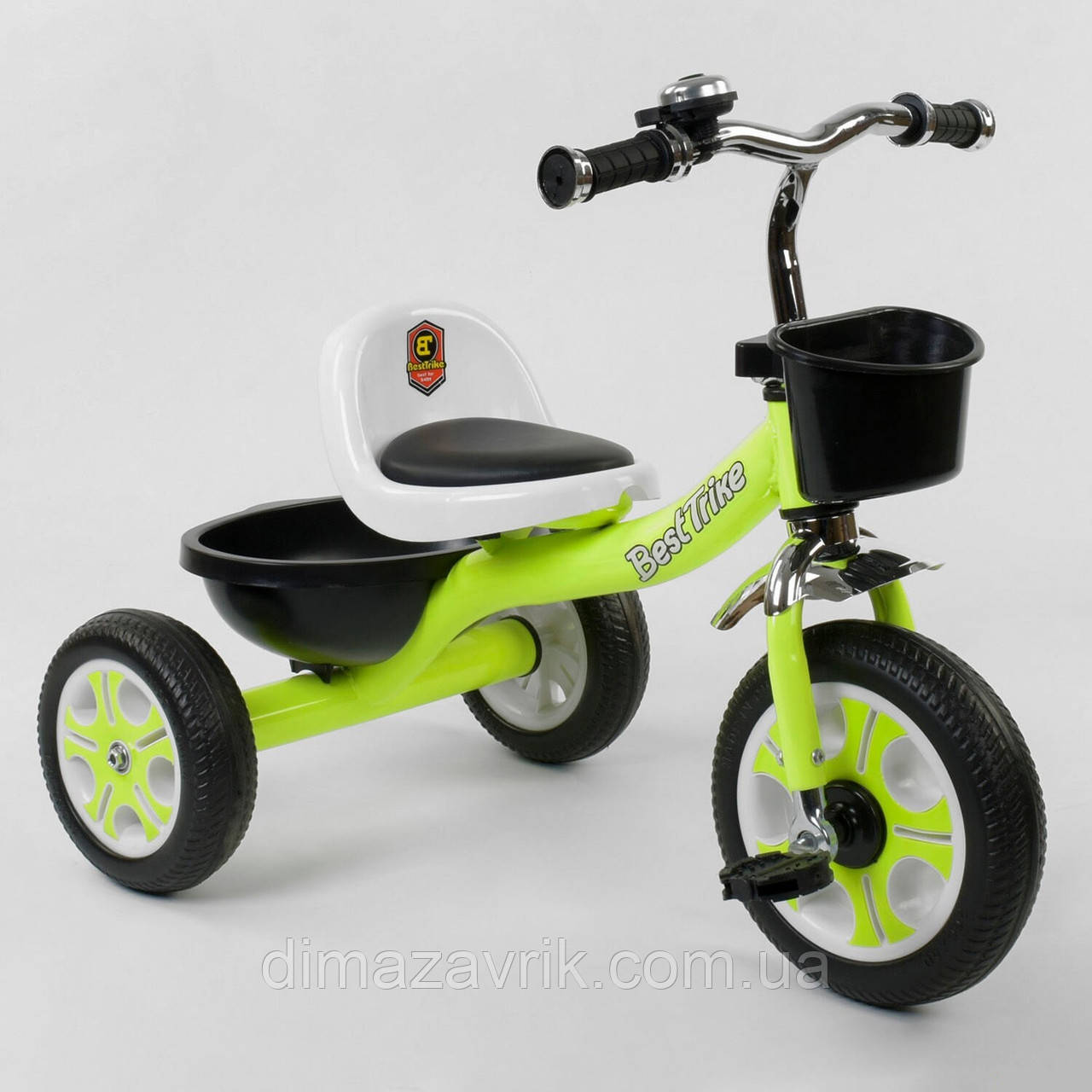Велосипед 3-колісний LM-3109 Best Trike Салатовий, піна колесо, метал рама, дзвіночок, 2 кошики, фото 1
