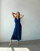 Сукня міді жіноча красива з шовку із запахом на грудях з поясом різні кольори Sms6067, фото 4