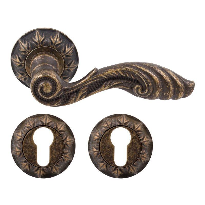 Комплект: Дверна ручка на розетці RDA Antique Collection + PZ Антична бронза, фото 1