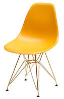 Стул Nik GD-ML желтый 18 на золотых металлических ножках, дизайн Eames DSR Eiffel Gold Leg