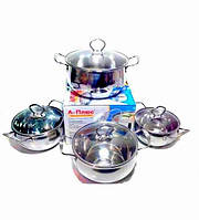 Набір каструль 4шт з прозорими кришками