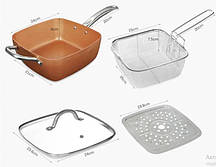 Сковорідка глибока 24см фритюрниця пароварка 8 в 1 Gold