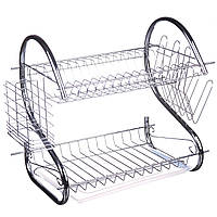Сушіння для посуду A-PLUS, сушарка для посуду двоярусна з пластиковим піддоном