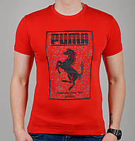 Стильна молодіжна спортивна футболка чоловіча Pm Ferrari (z1805-2) з принтом, 100% бавовна