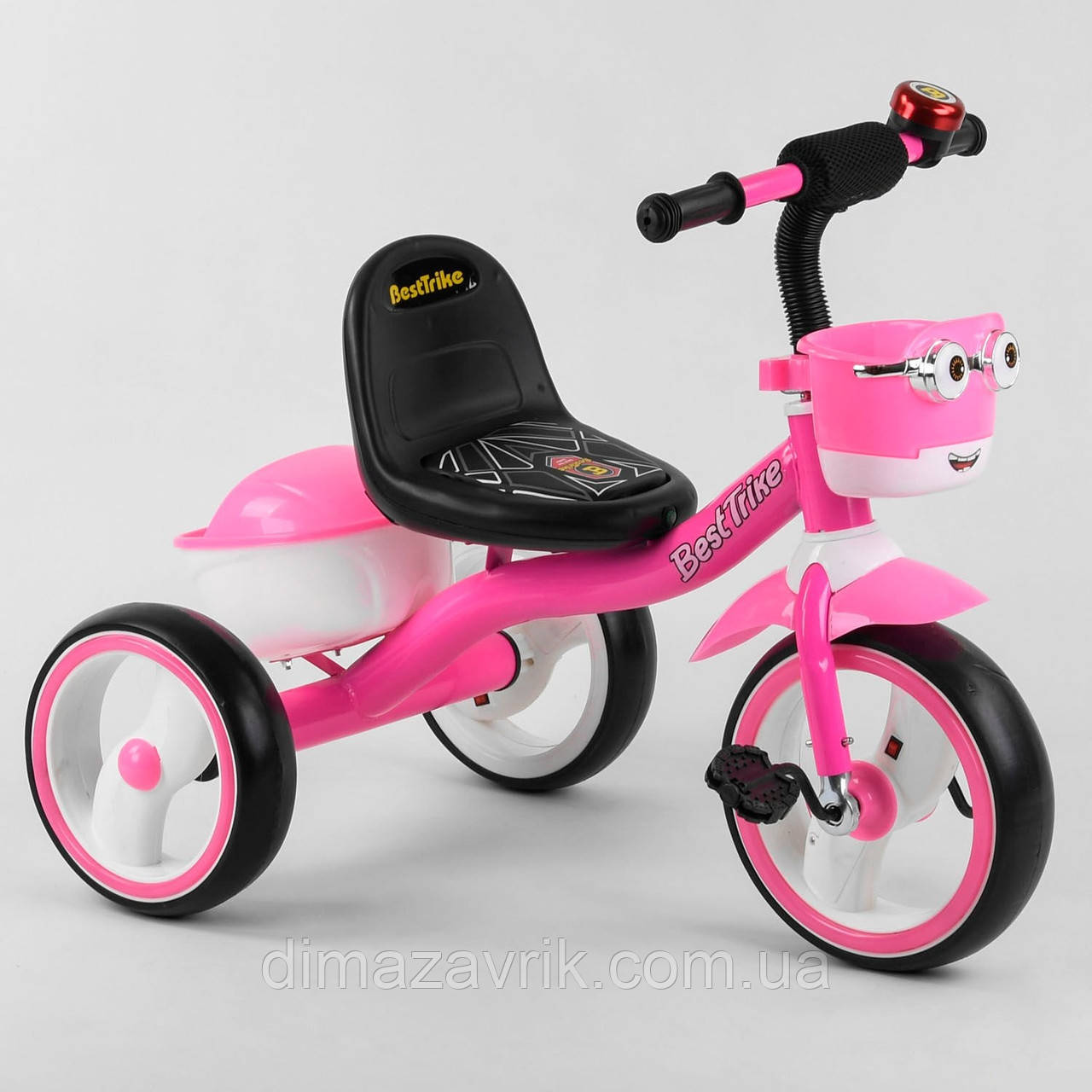 Велосипед 3-колісний 94881 Best Trike Рожевий, піна колесо EVA зі світлом і звуком, дзвіночок, 2 кошики, фото 1