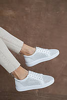 Женские кроссовки кожаные летние белые Yuves 591 Casual