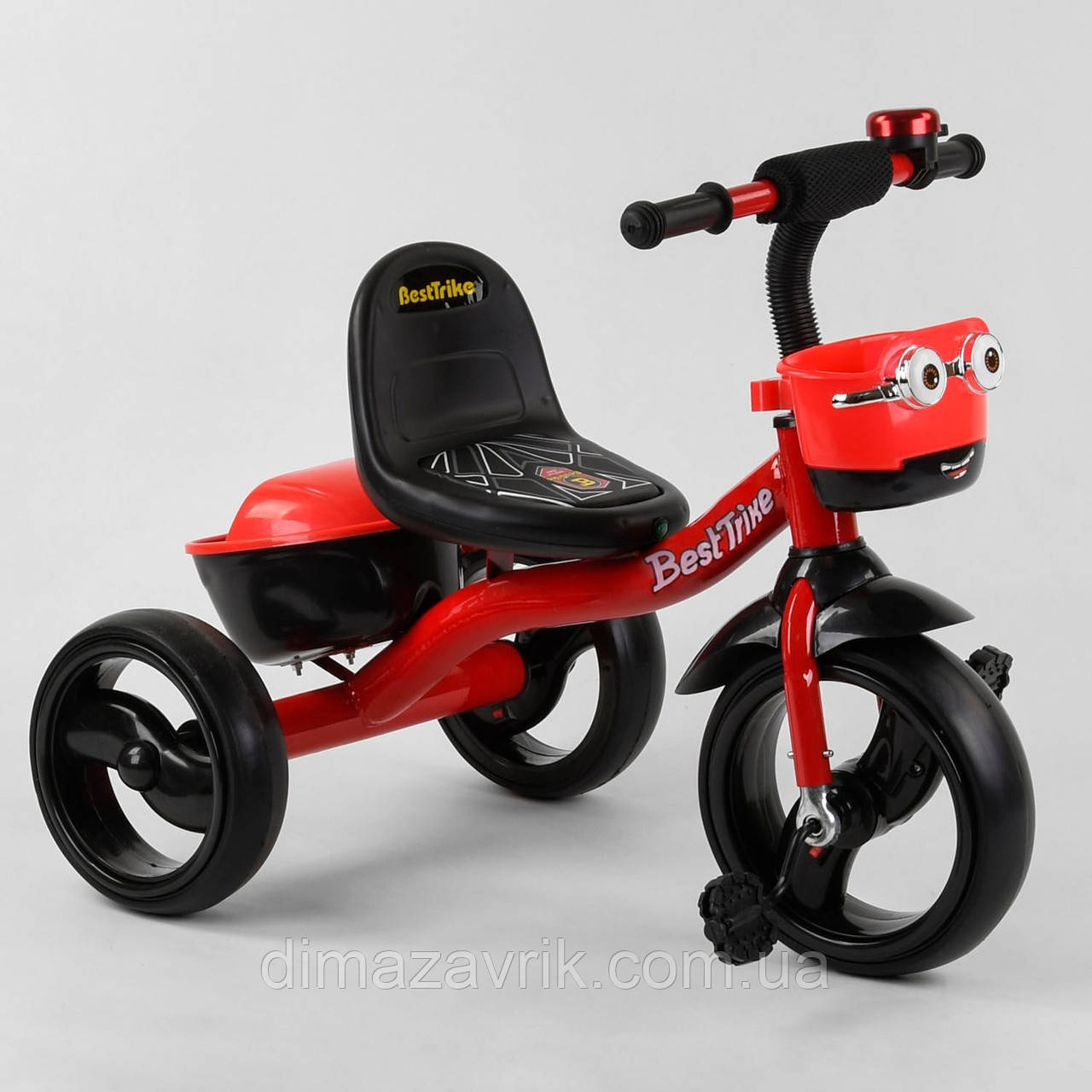 Велосипед 3-х колёсный 97282 Best Trike Красный, пена колесо EVA со светом и звуком, звоночек, 2 корзины
