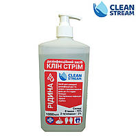 Засіб дезінфекційний 1л "CLEAN STREAM" з дозатором, для рук та шкіри ПРОЛОНГОВАНИЙ