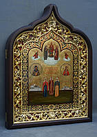 Фігурний кіот з внутрішньої позолоченою різьбленою рамою, фото 4
