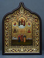 Фігурний кіот з внутрішньої позолоченою різьбленою рамою, фото 5