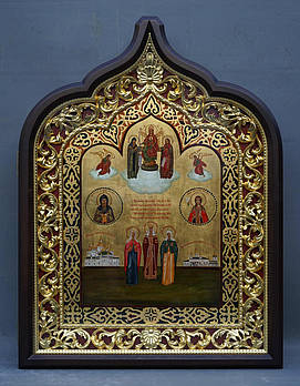 Фігурний кіот з внутрішньої позолоченою різьбленою рамою