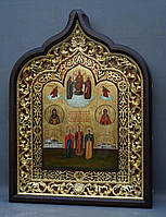 Фігурний кіот з внутрішньої позолоченою різьбленою рамою, фото 6