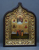 Фігурний кіот з внутрішньої позолоченою різьбленою рамою, фото 8