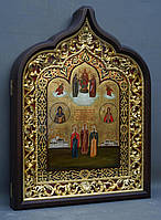 Фігурний кіот з внутрішньої позолоченою різьбленою рамою, фото 7