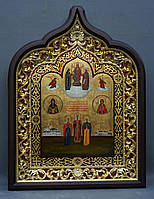 Фігурний кіот з внутрішньої позолоченою різьбленою рамою, фото 9